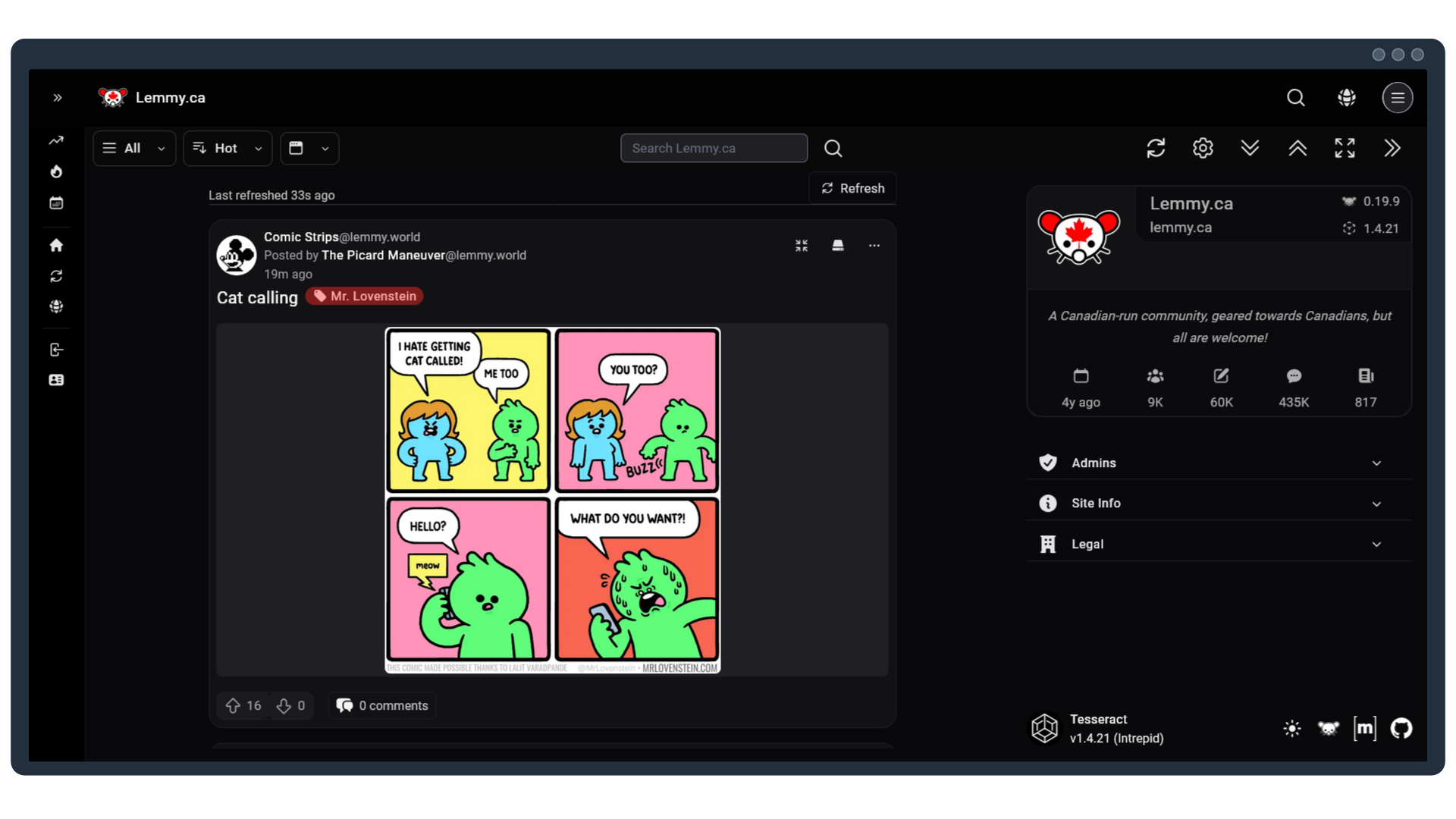 Screenshot of the Tesseract alternative UI.