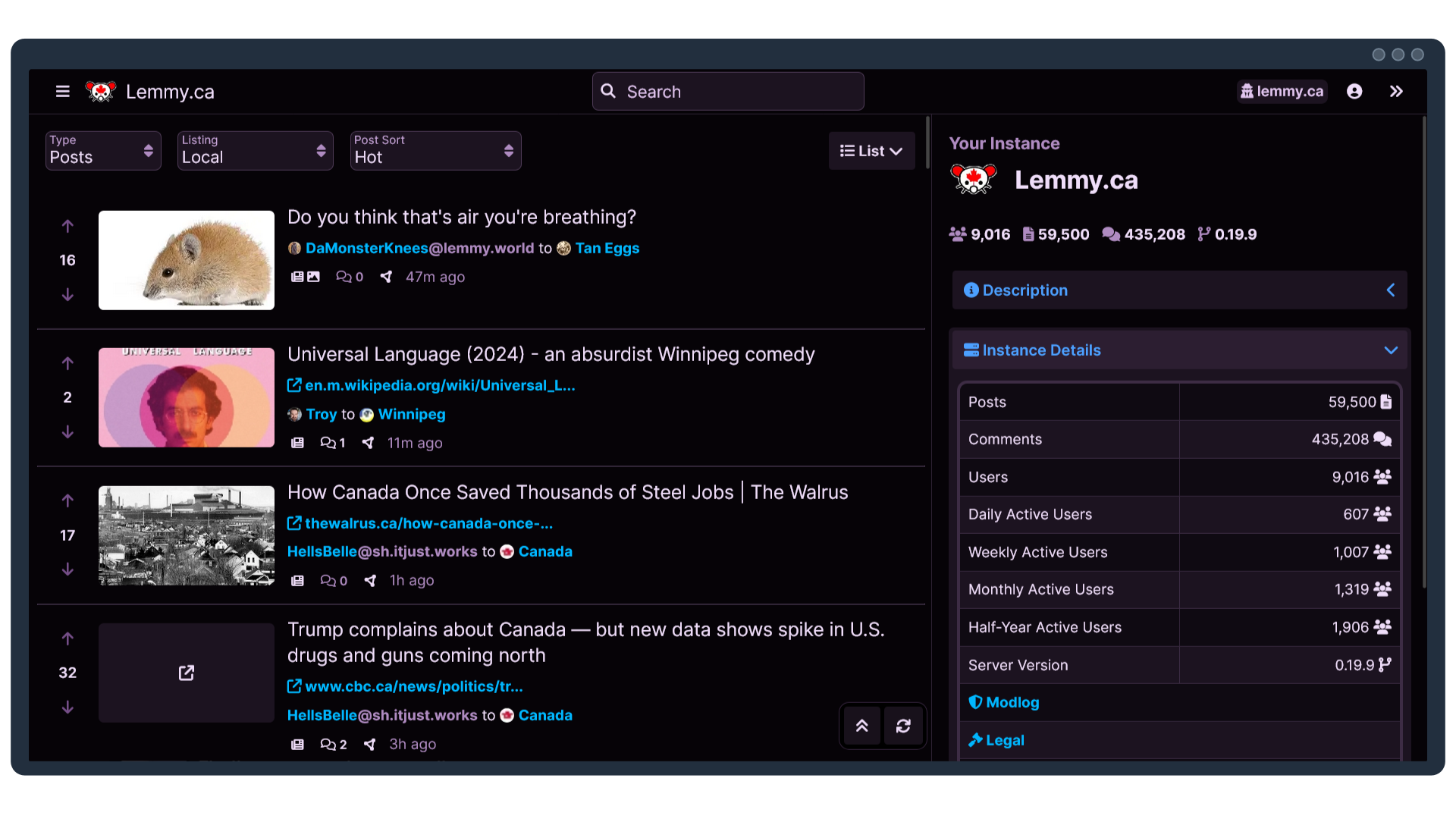 Screenshot of the Alexandrite alternative UI.