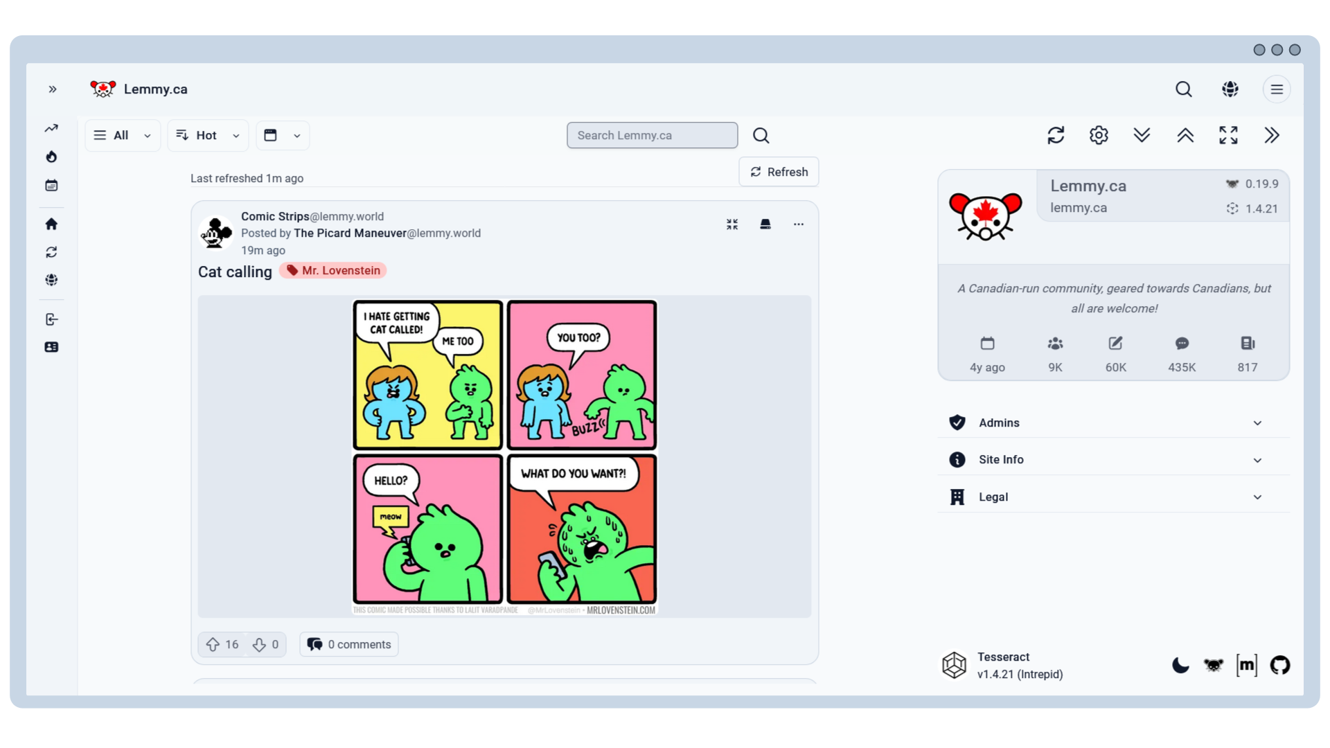 Screenshot of the Tesseract alternative UI.