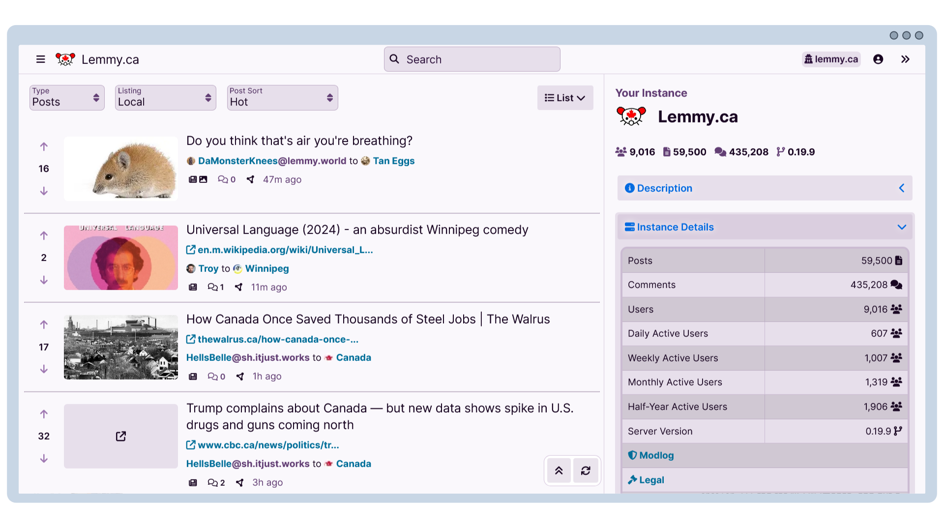 Screenshot of the Alexandrite alternative UI.